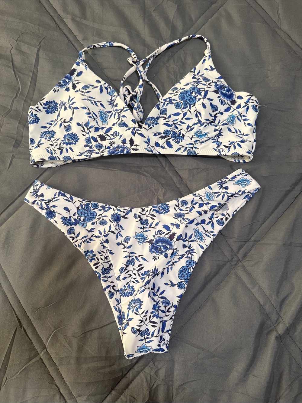 Blue Floral Two-Piece Bikini Set